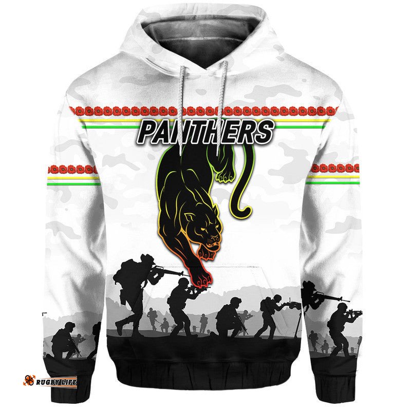 custom personalised penrith panthers anzac zip up and pullover hoodie simple style white