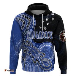 personalised naidoc week afl kangaroos hoodie aboriginal dot art lizard mix boomerang