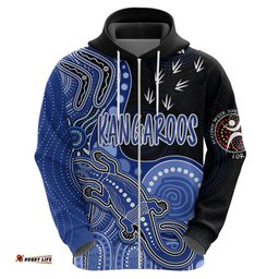 personalised naidoc week afl kangaroos hoodie aboriginal dot art lizard mix boomerang