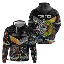 personalised new zealand and australia hoodie maori mix aboriginal art style