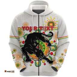 custom personalised penrith zip hoodie indigenous panthers white