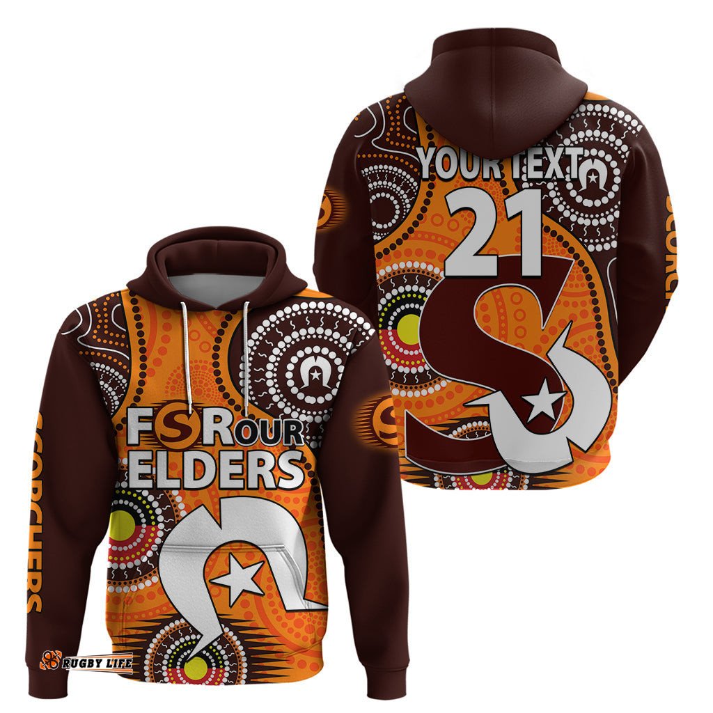 custom text and number scorchers bbl hoodie aboriginal naidoc for our elders