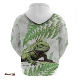 green new zealand tuatara hoodie aotearoa sphenodon punctatus silver fern