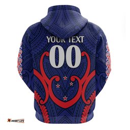 custom text and number new zealand auckland cricket hoodie polynesian with maori koru