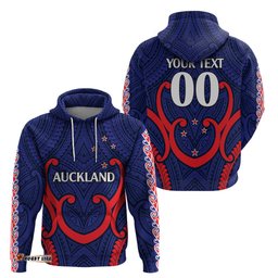 custom text and number new zealand auckland cricket hoodie polynesian with maori koru