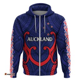 custom text and number new zealand auckland cricket hoodie polynesian with maori koru