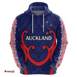custom text and number new zealand auckland cricket hoodie polynesian with maori koru