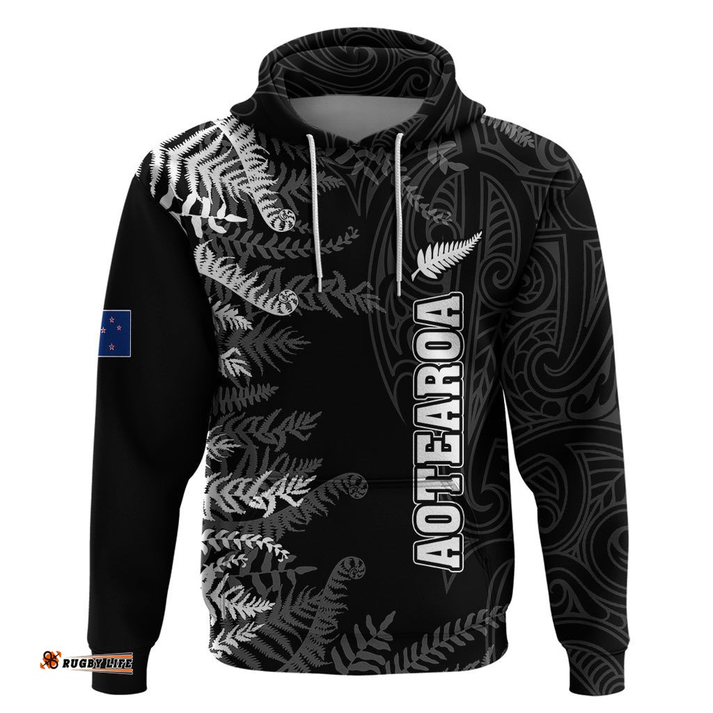 personalised new zealand rugby hoodie silver fern basic world cup