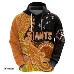 personalised naidoc week afl giants hoodie aboriginal dot art lizard mix boomerang
