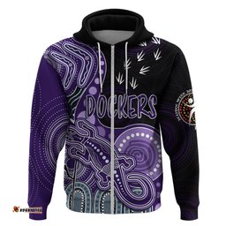 personalised naidoc week afl dockers hoodie aboriginal dot art lizard mix boomerang