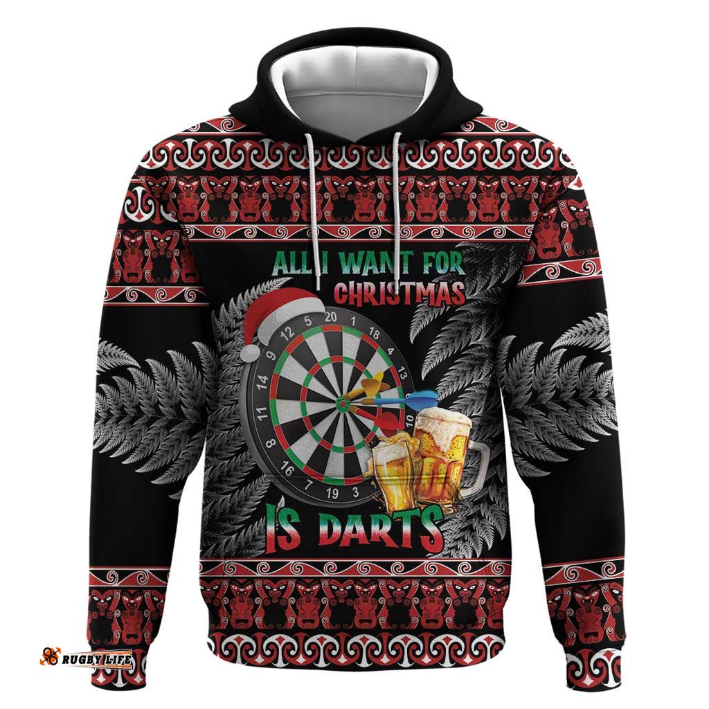 all i want for christmas is darts new zealand hoodie