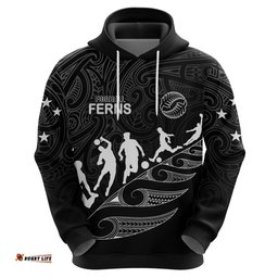 personalised new zealand football ferns hoodie women world cup tribal koru pattern