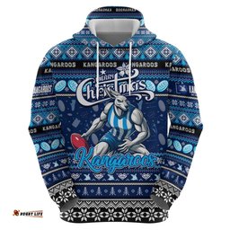 personalized kangaroos football xmas hoodie australia afl mascot