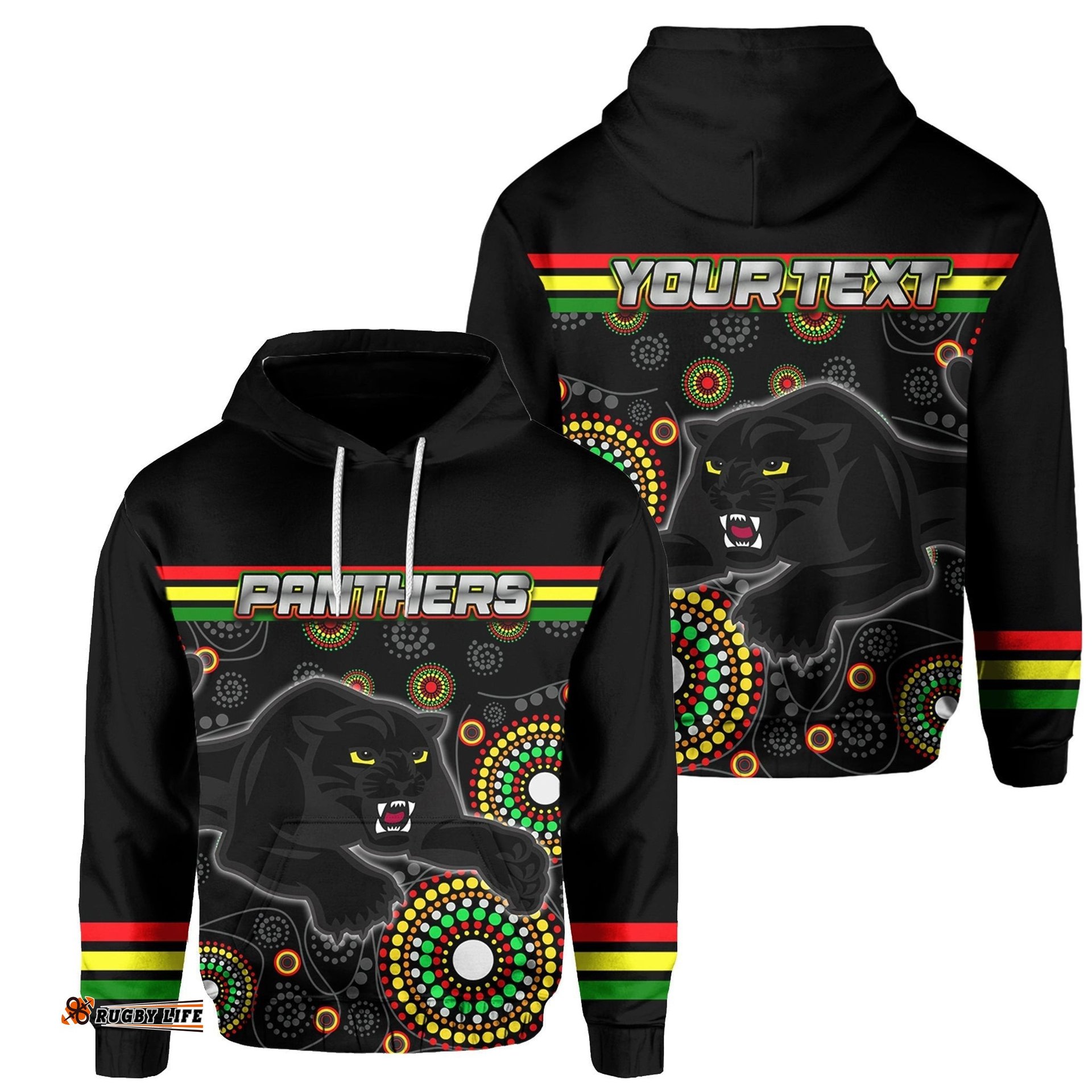 custom personalised panthers hoodie aboriginal patterns