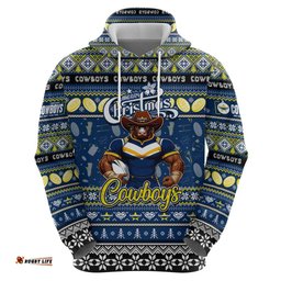 personalized cowboys rugby xmas hoodie australia nrl mascot