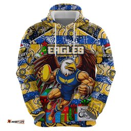 custom eagles football merry christmas hoodie indigenous australian art