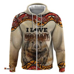 i love wombat hoodie australian aboriginal art