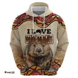 i love wombat hoodie australian aboriginal art
