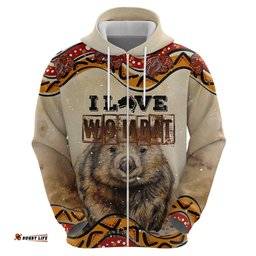 i love wombat hoodie australian aboriginal art