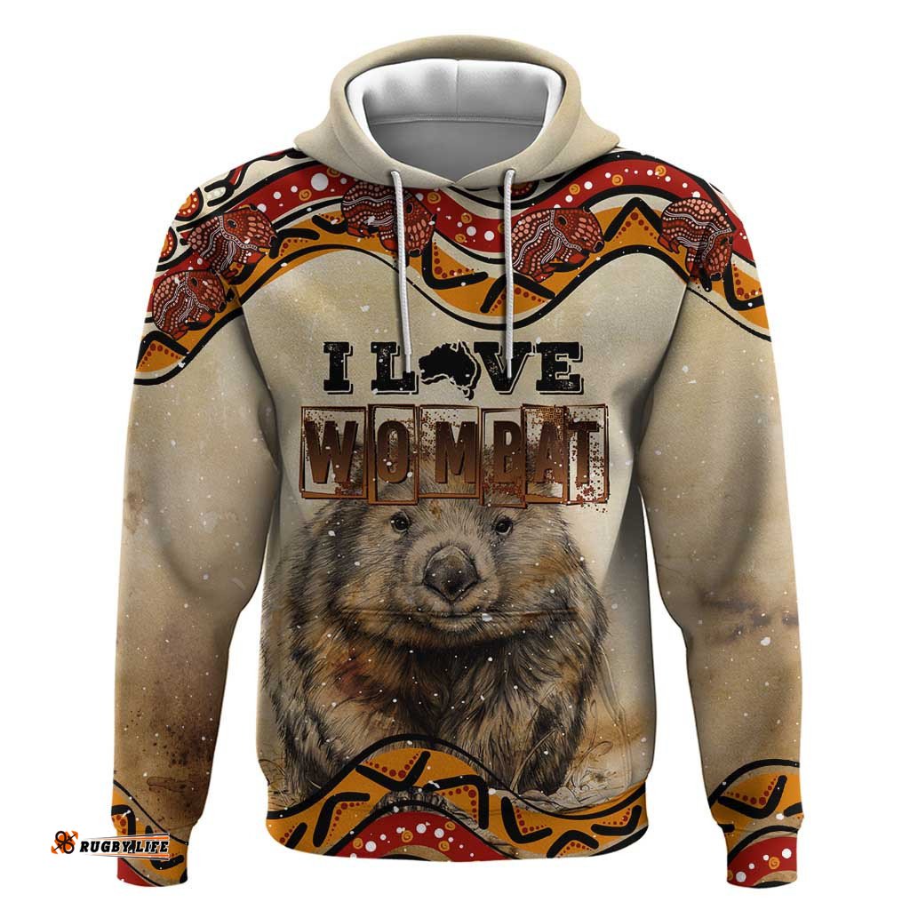 i love wombat hoodie australian aboriginal art