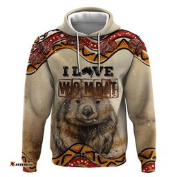 i love wombat hoodie australian aboriginal art