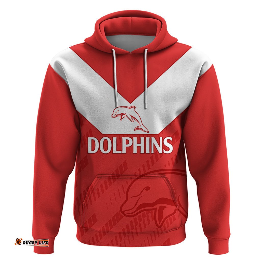nrl dolphins rugby hoodie simple red style