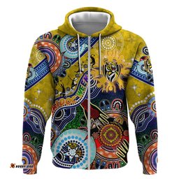 custom naidoc week 2024 richmond tiger hoodie australia aboriginal dot painting