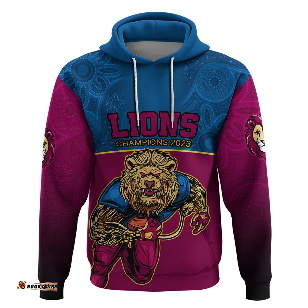 custom afl lions champions hoodie proud brisbane aboriginal vibe