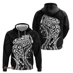 new zealand eel hoodie tuna aotearoa maori patten black