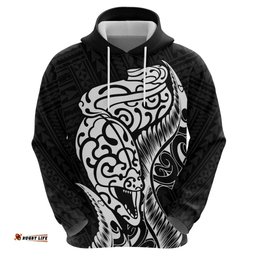 new zealand eel hoodie tuna aotearoa maori patten black