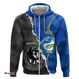 custom magpies football and eels rugby hoodie dynamic style