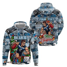 custom blues football merry christmas hoodie indigenous australian art