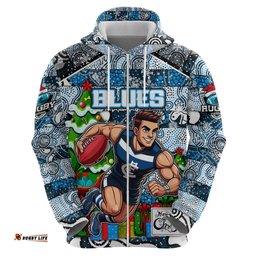 custom blues football merry christmas hoodie indigenous australian art