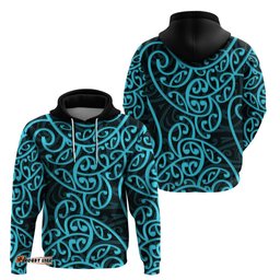 new zealand hoodie maori pattern light blue
