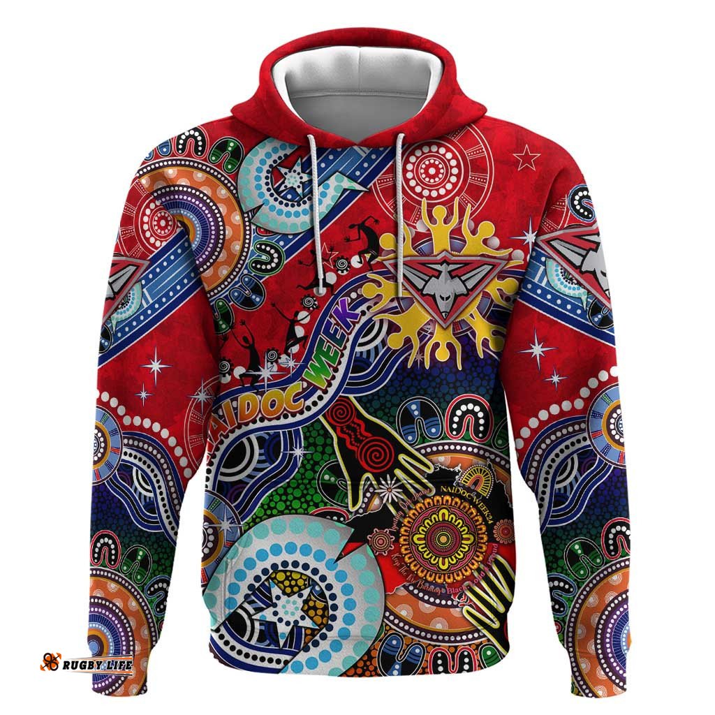custom naidoc week 2024 essendon bombers hoodie australia aboriginal dot painting