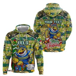 custom eels rugby merry christmas hoodie indigenous australian art