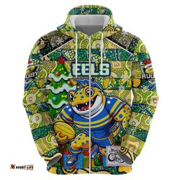 custom eels rugby merry christmas hoodie indigenous australian art
