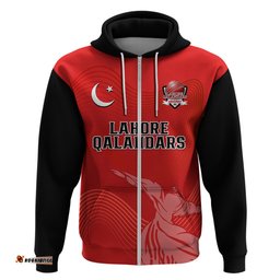 custom text and number lahore qalandars cricket pakistan lq champions red hoodie