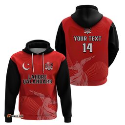 custom text and number lahore qalandars cricket pakistan lq champions red hoodie