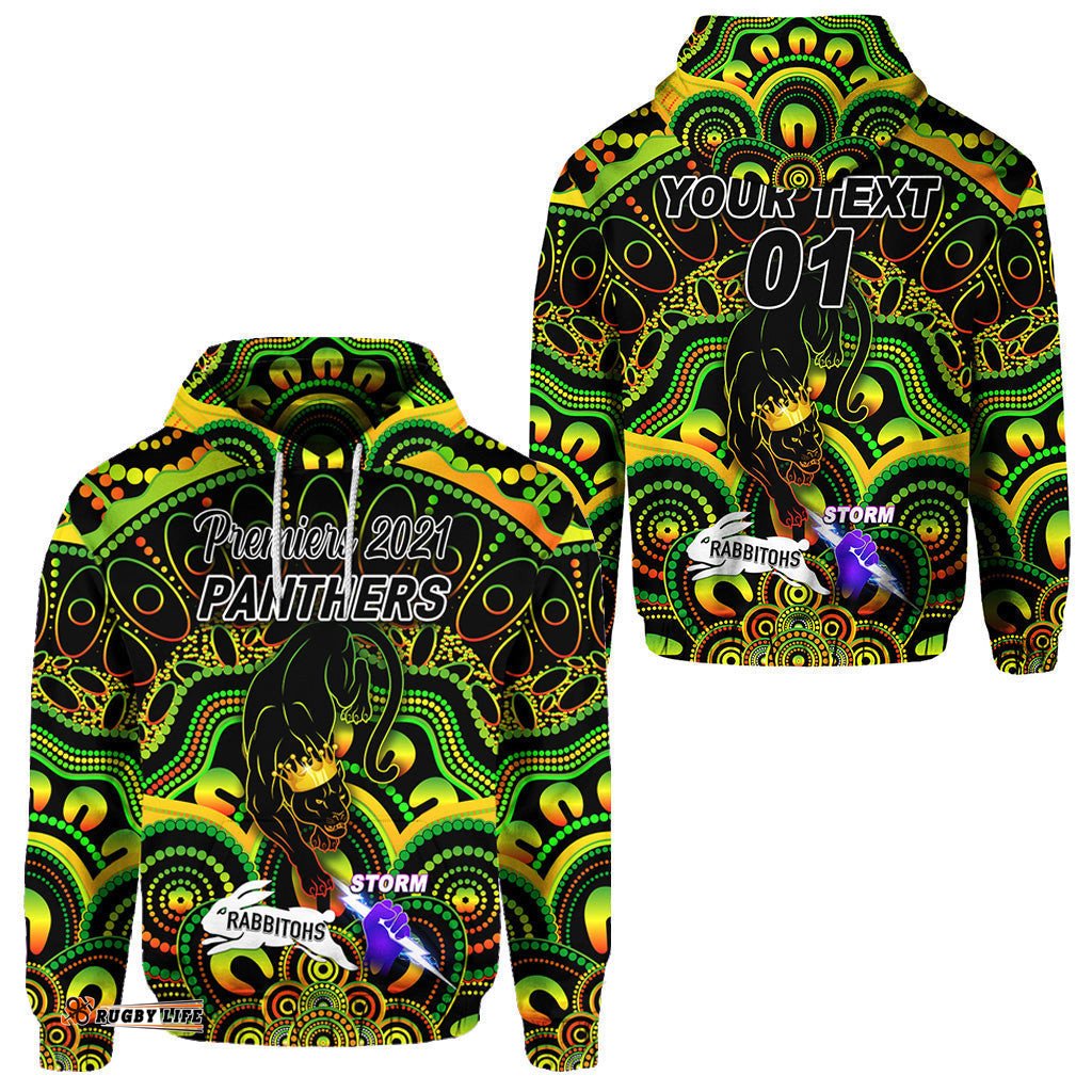 custom personalised penrith panthers hoodie indigenous premiers the king custom text and number
