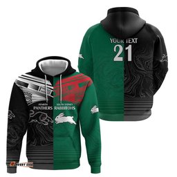 custom rabbitohs panthers hoodie nrl tribal half style
