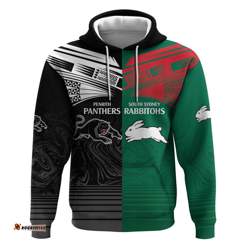 custom rabbitohs panthers hoodie nrl tribal half style