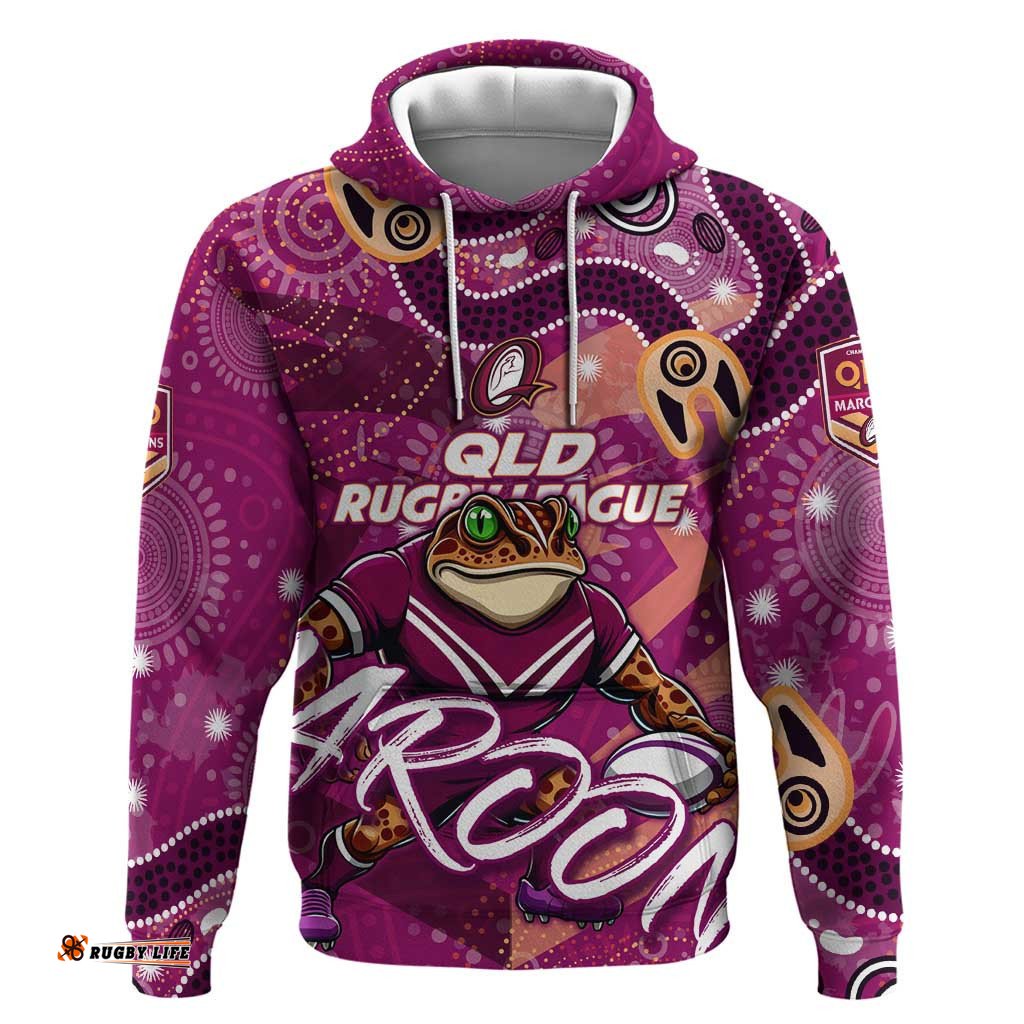 personalized qld rugby league hoodie maroons aboriginal art