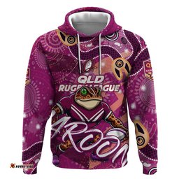 personalized qld rugby league hoodie maroons aboriginal art