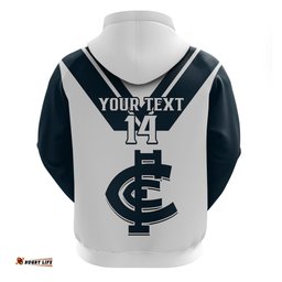 personalised carlton football hoodie go blues white simple style
