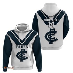 personalised carlton football hoodie go blues white simple style