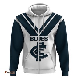 personalised carlton football hoodie go blues white simple style