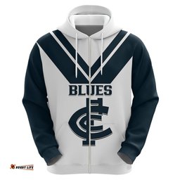personalised carlton football hoodie go blues white simple style