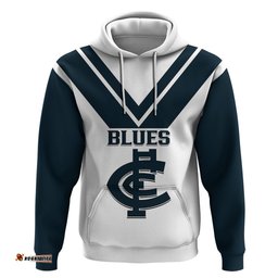 personalised carlton football hoodie go blues white simple style