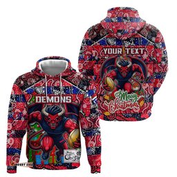 custom demons football merry christmas hoodie indigenous australian art
